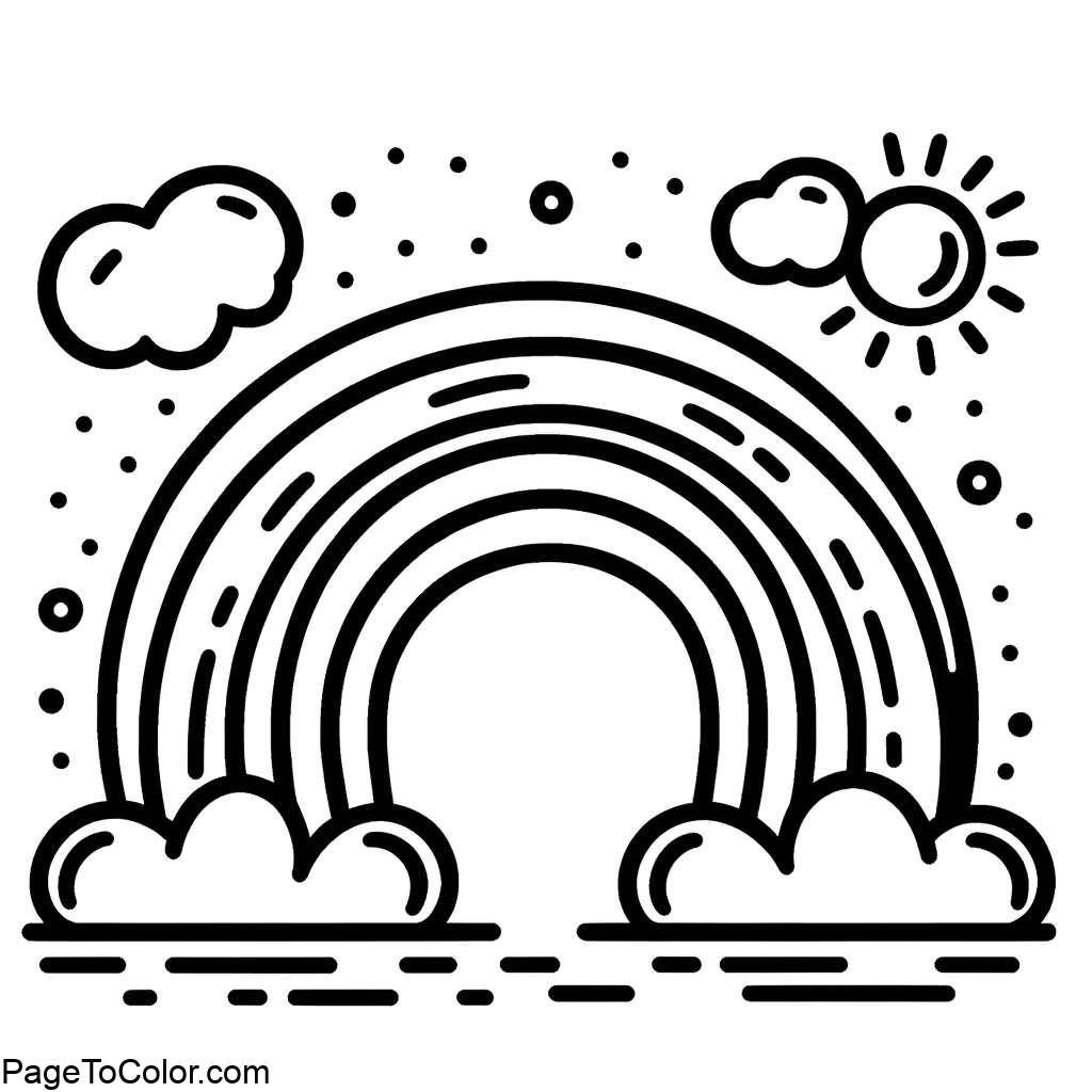 Rainbow coloring page clear lines