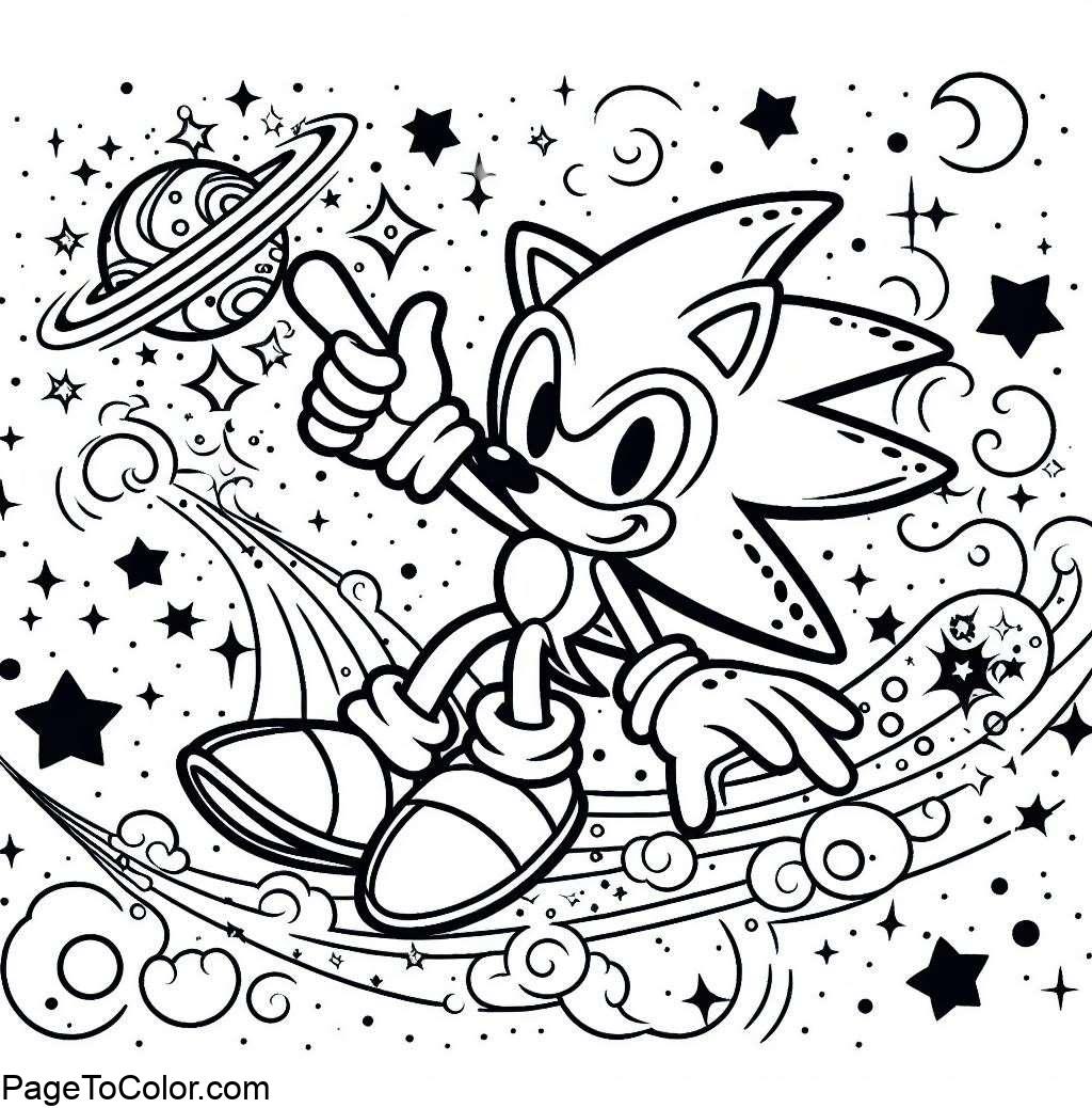 Sonic coloring pages Space Adventure