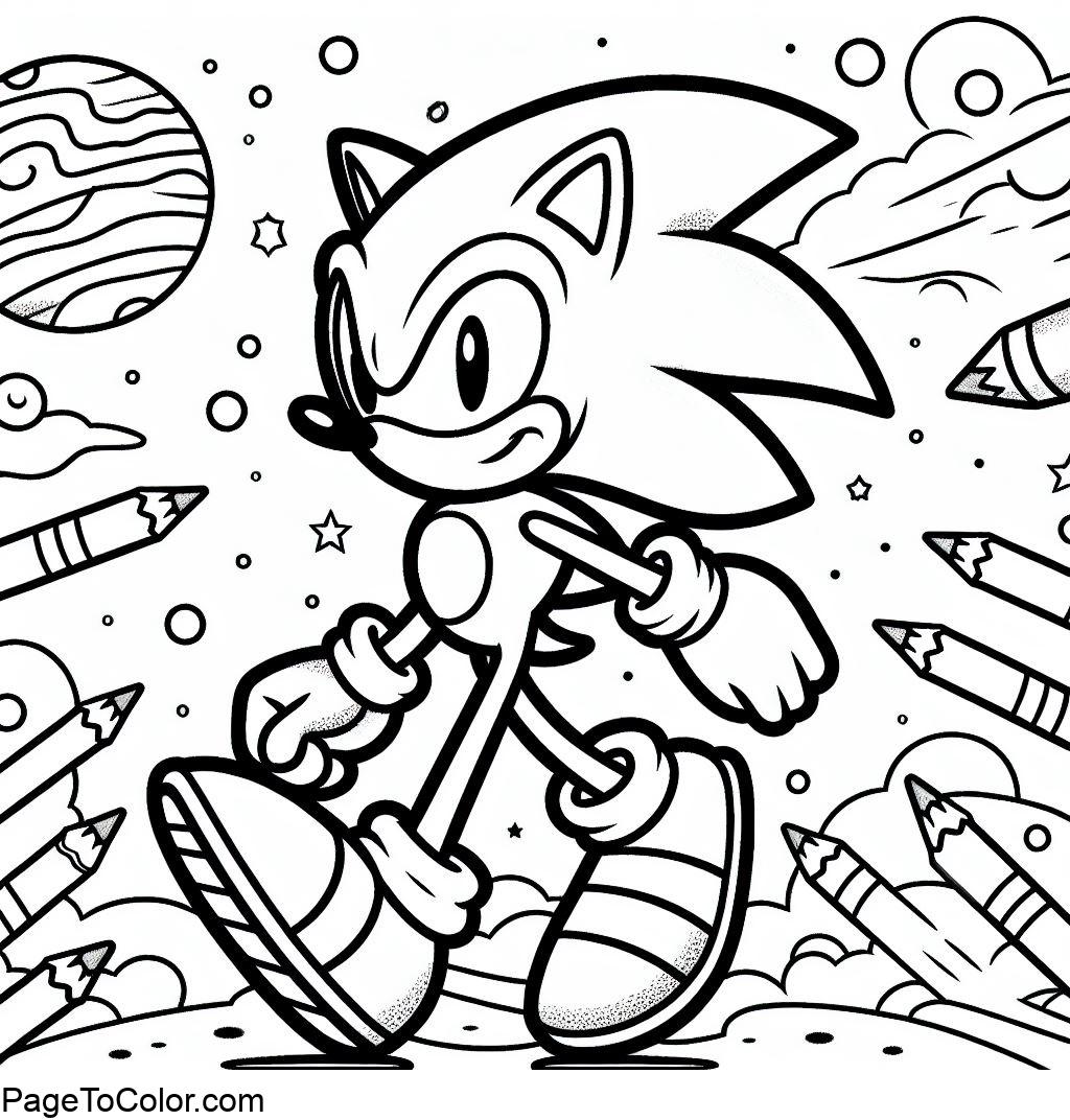 Sonic coloring pages Space