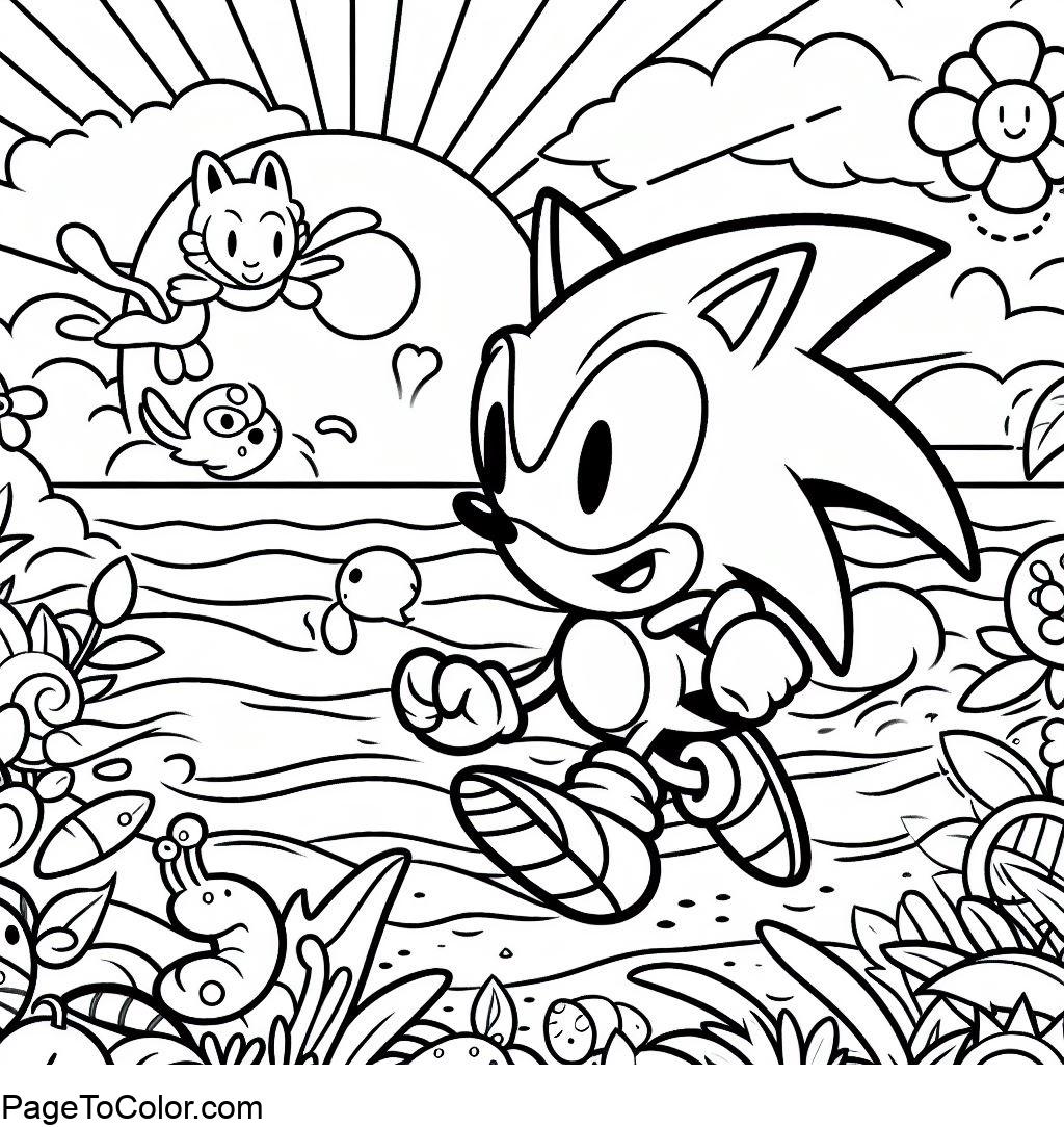 running Sonic coloring pages